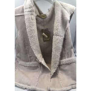 PURE SIMPLE NATURAL Light Beige Ivory Sherpa Hooded Vest Women’s‎ Large